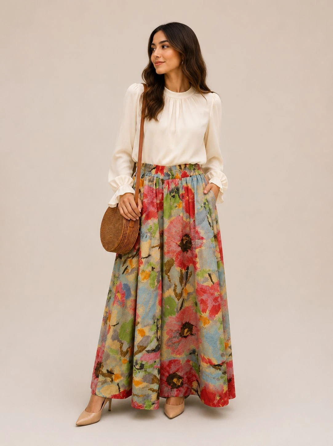 Plain top and square pants